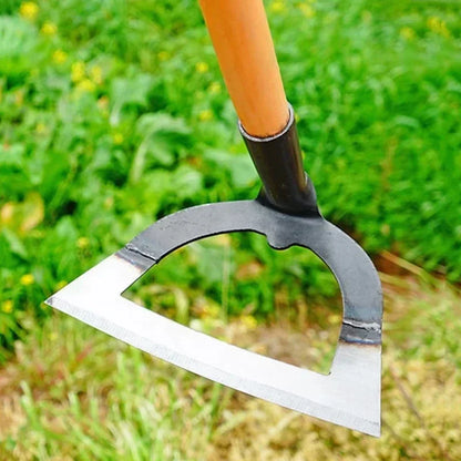Houe de jardinage professionnelle avec un coude métallique et un long manche en bois