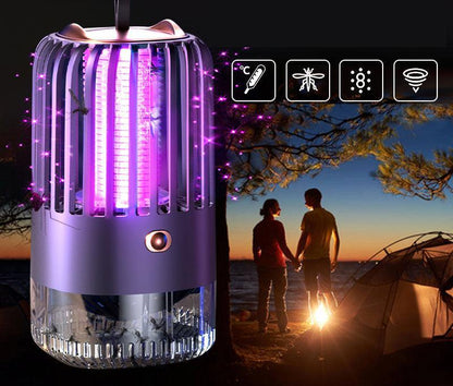 Lampe anti moustique rechargeable avec lumière violette, idéale pour la camping et éliminer les insectes dans les espaces extérieurs