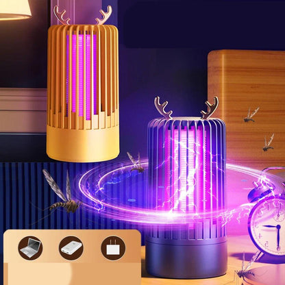 Lampe anti moustique écologique avec design en forme de cerf, lumière violette attirant les insectes, idéale pour intérieur ou extérieur
