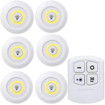 Set de 6 lampes LED dimmables avec télécommande, idéales comme lampes LED pour cuisine, offrant un éclairage pratique et moderne