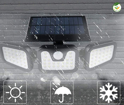 Lampes de jardin design à énergie solaire avec trois panneaux LED, résistent à la pluie et aux intempéries