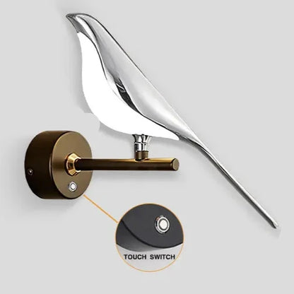 Applique murale LED design en forme d'oiseau élégant avec interrupteur tactile