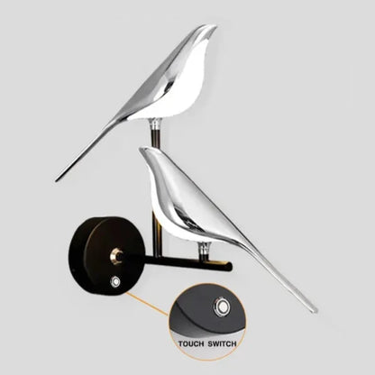 Applique murale LED design en forme d'oiseau élégant avec interrupteur tactile