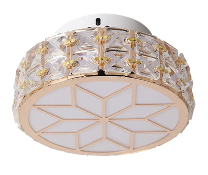 Plafonnier LED cristal design élégant avec un cadre doré et des détails en cristal pour une décoration moderne