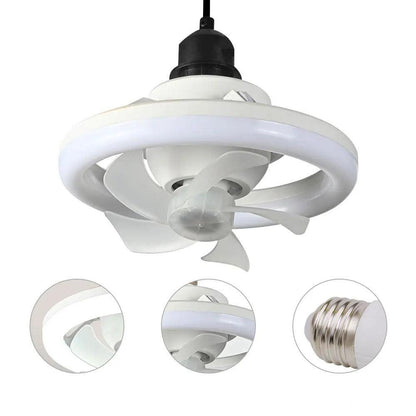 Plafonnier LED design moderne avec ventilateur intégré, finition blanche et détails élégants pour un éclairage intérieur stylé