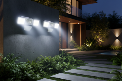 Projecteur solaire LED détecteur de mouvement 1200 lm – 3 modes IP65 têtes orientables mural extérieur