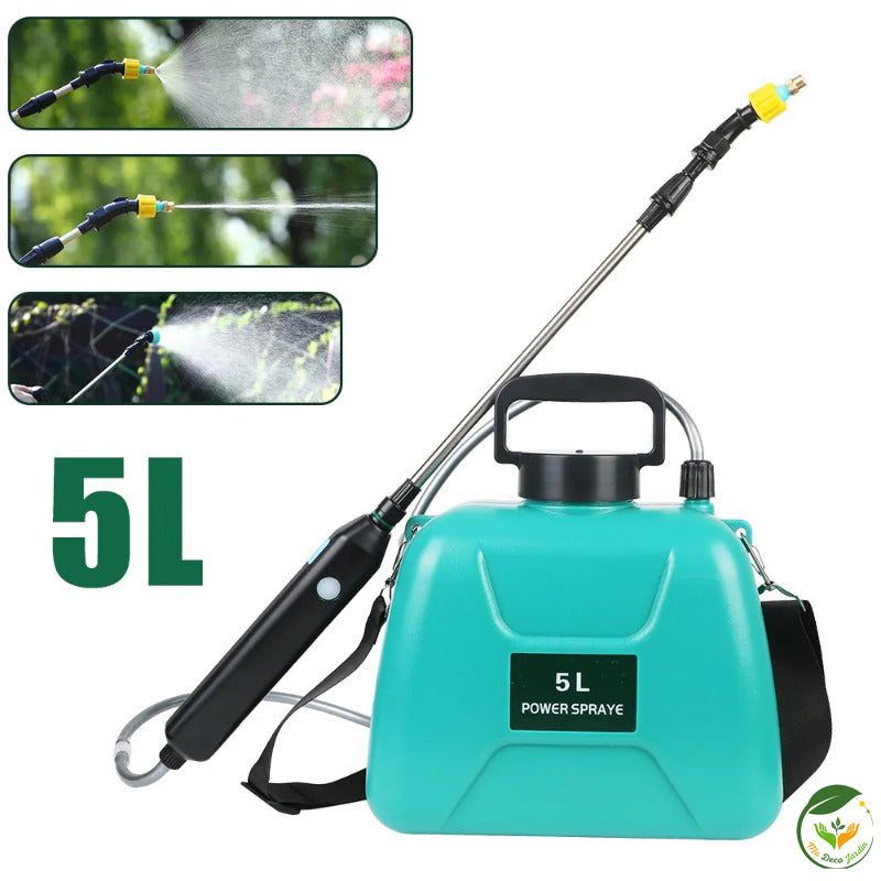 Pulvérisateur à dos 5 Litres électrique avec lance ajustable, idéal pour l'entretien des jardins et des espaces extérieurs