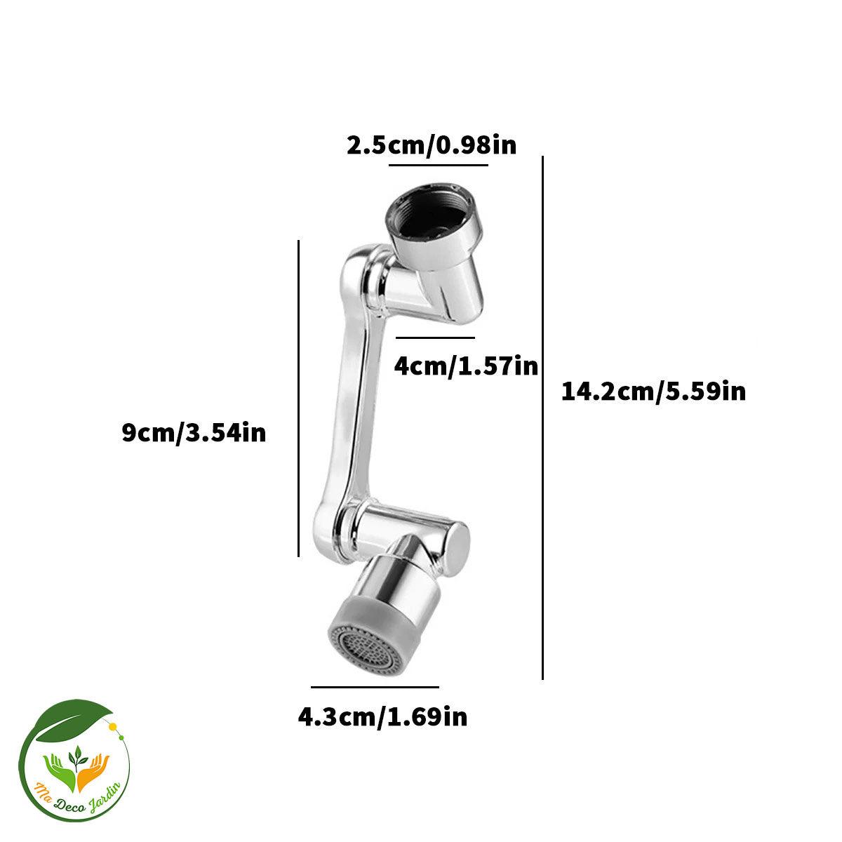 Rallonge robinet rotative en métal chromé avec des dimensions pratiques pour une utilisation facile dans le jardin