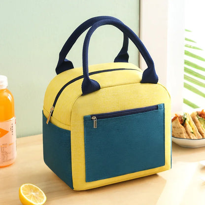 Sac isotherme enfants coloré en jaune et bleu, idéal pour les repas à emporter avec une grande capacité de rangement