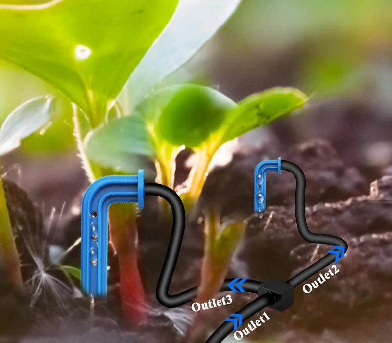 Système d'irrigation goutte-à-goutte solaire Trijzwa, idéal pour l'irrigation automatique jardin avec des sorties pour une distribution efficace.