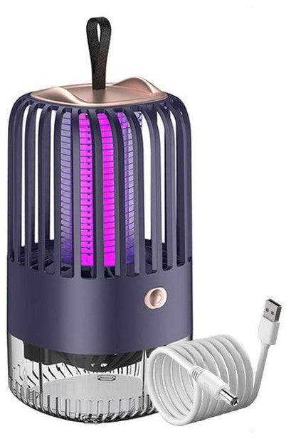 Lampe anti moustique USB moderne avec lumière violet et câble USB pour une protection efficace contre les insectes.